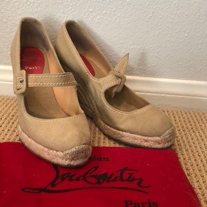 Christian louboutin  beige espadrille wedges